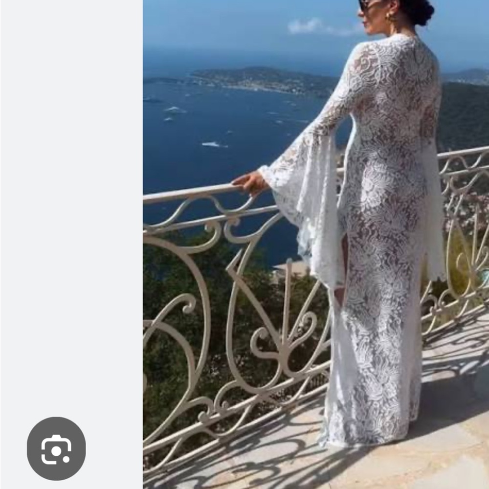 Alexandra Miro Roxanne Kaftan Lace Beach Dress. White NWT